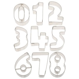 Ateco Plain Edge Large Number Cutters (0 - 9), 3" high, Stainless Steel, 10 Pc Set