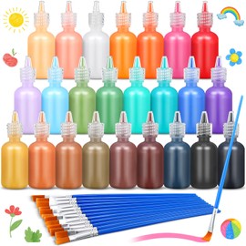 Motipuns 24 Colors Suncatcher Kit Paints Non Toxic DIY Art Stained Glass Paints 1 oz Per Pack with 12 Brushes Back to School Supplies Neon Suncatcher Kit Crafts Sets for Kids(Vintage Color)