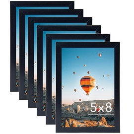 JCJMY 5x8 Picture Frame Set of 6 Black for Wall Hanging or Tabletop- Wall Mounting Horizontally or Vertically, 5 x 8 Wall Gallery Poster Photo Frames for 5 by 8 Photo,6 Pack, Black