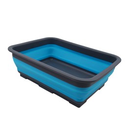 SAMMART 7L (1.85 Gallon) Collapsible Tub - Foldable Dish Tub - Portable Washing Basin - Space Saving Plastic Washtub (Ocean Blue, 1)