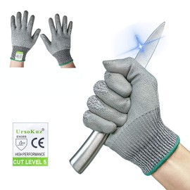 UrsoKuz Cut Resistant Gloves Size 8/M - CE EN388 Certified, PPE Level 5 Protection, Anti-Slash Safety Gloves for Kitchen, Garden and Work Site