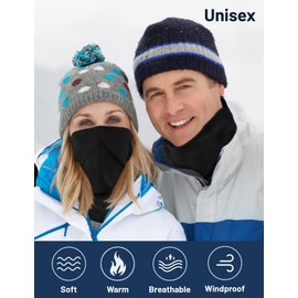 MELLIEX Tube Scarf Men & Women, Multifunctional Scarf Loop Scarf Windproof Fleece Neckerchief Neck Warmer for Outdoor Skiing Motorcycle Running Cycling, Black and black