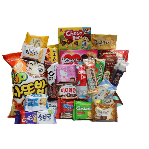 KOREAN PREMIUM SNACK BOX_Assorted Package Popular Deluxe Korean Brand Snacks and More! Perfect for GIFT | College Care Package | Gift Care Package | Asian Snack Box | Korean Chips | 25 Packs