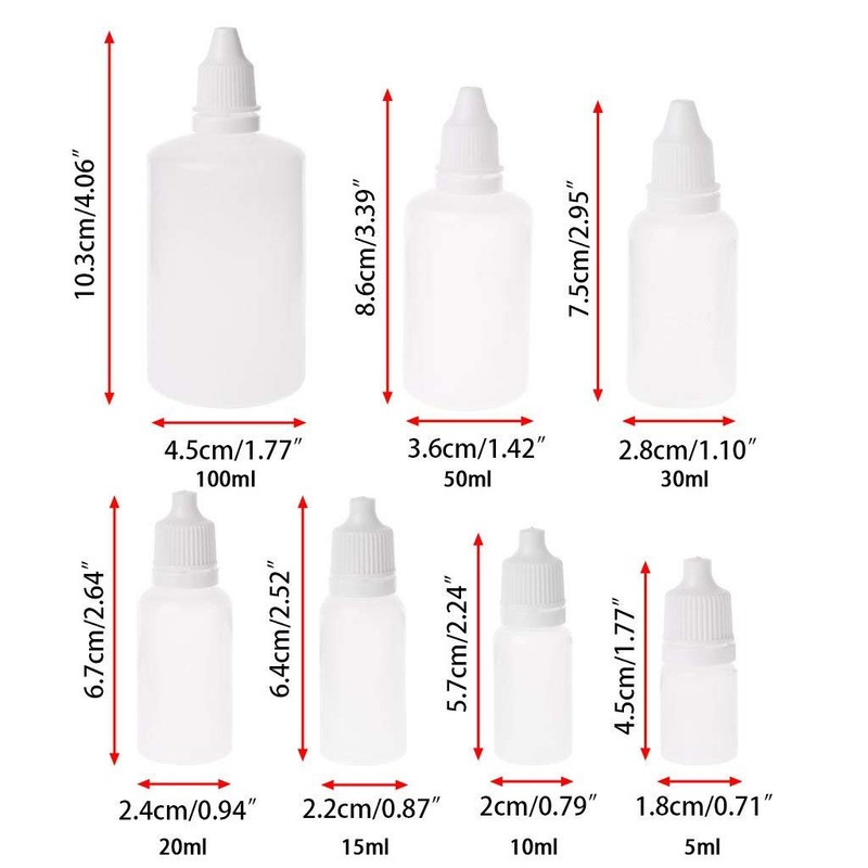 50pcs Lab Dropping Bottles,Squeezable Plastic Liquid Dropper Bottles,Empty Eye Liquid