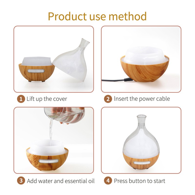 Wood Grain Humidifier USB Power Supply Aromatherapy Diffuser with Night