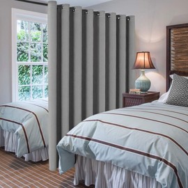 H.VERSAILTEX Blackout Patio Curtains 100 x 96 Inches for Sliding Door Extral Wide Blackout Curtain Panels Thermal Insulated Room Divider - Grommet Top, 8' Tall by 8.5' Wide - Dove Grey