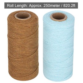 2 Rolls Loom Warp Thread Cotton Warp Yarn Perfect for Weaving Carpet, Blanket, Tapestry, Rug Loom Woven Material Brown and Light Blue