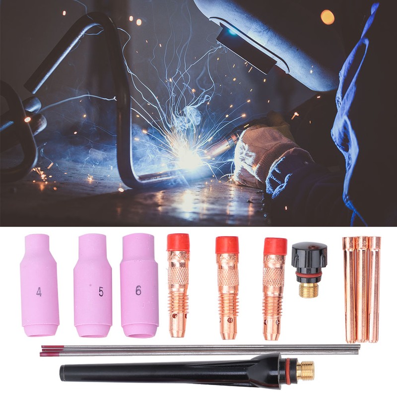 14pcs TIG Welding Kit AK2 Collet Cup Cap Tungsten 040in~3/32in