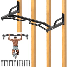 Kipika 48" Ceiling Mounted Pull Up Bar, Heavy Duty Multi-Grip Chin Up Bar,Mounted Pullup Bar, Adjustable Height, Pull Up Bands for Chin Ups & Body Stretching, Ideal for Home Gym and Strength Training (48" Wall Mounted Pull Up Bar)