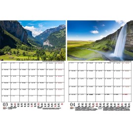 Landscape Magic Europe Planner, DIN A4 Calendar for 2025, European Countries, Set: 1 x Calendar, 1 x Christmas Pendant, 1 x Greeting Tag (3 Pieces)