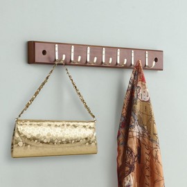 Oakestry Walnut Wood Belt and Tie Hanger Non-Slip Hooks Space-Saving Closet Organizer for Ties Belts Scarves Accessories Durable Swivel Hook Wardrobe Storage Rack for Home Office Organization