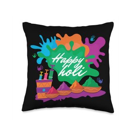 Colourful Powder Holi Spring Holi Festival Of Colors Holi Throw Pillow