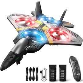 4DRC V17 Foam Remote Control Airplanes Rc Planes for Kids Adults 4-7 8-16, Remote Control Planes Fighter Jet with Light, 360° Flip Fighter Jet Toy, Gravity Sensing, Stunt Roll, Gifts for Kids Boys