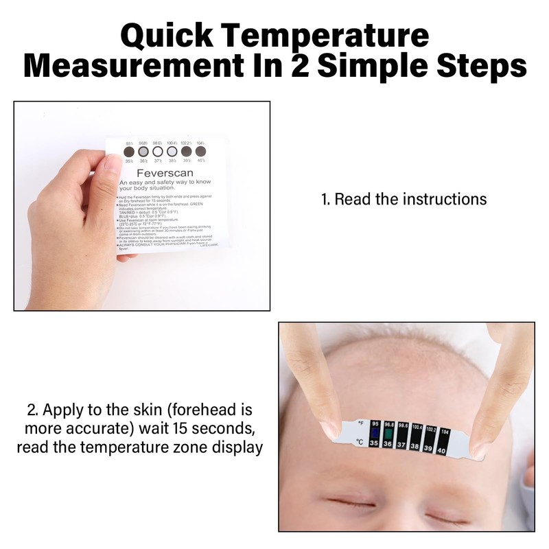 Forehead Thermometer Strips - 20 PCS Quick Read Reusable Forehead