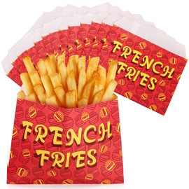 Yarlung 500 Pack French Fry Bags, Grease Resistant Paper Fried Foods Wrappers for Chips, Hash Browns, Carnival, Food Trucks, 5.5"L x 4"W, Red Design