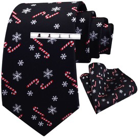 Gusleson Christmas Tie Festival Necktie Pocket Square and Tie Clip Set with Christmas Box (UK0959-20)