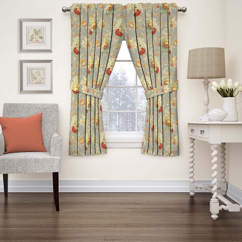 Waverly Sanctuary Rose - Cortinas Decorativas para Ventana con Bolsillo