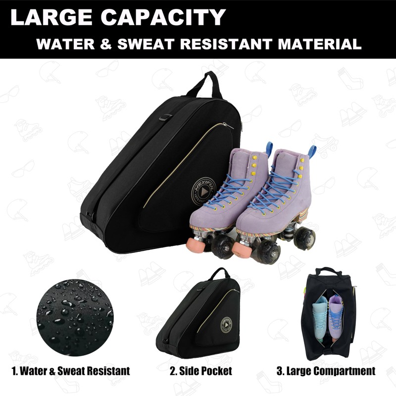 HEXIFUL Skate Bag to Carry Ice Skates, Inline Skates, Roller
