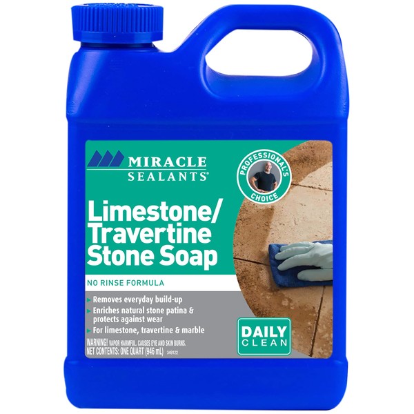 Miracle Sealants LTSS6QT Limestone & Travertine Stone Soap Cleaners, Quart, Clear