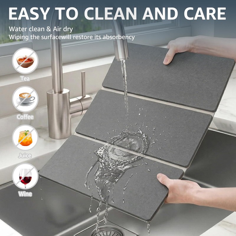 Sisher Large Stone Dish Drying Mat For Kitchen Counter,Quick Dry