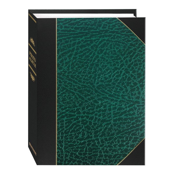 Pioneer Photo Albums 50-Pocket Hunter Green and Black Ledger Style Leatherette Cover Photo Album for 5 by 7-Inch Prints