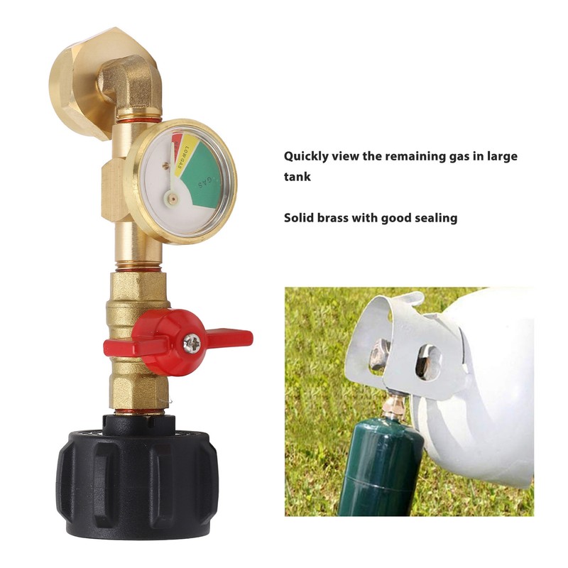 Propane Refill Adapter with Pressure Gauge and On Off Control