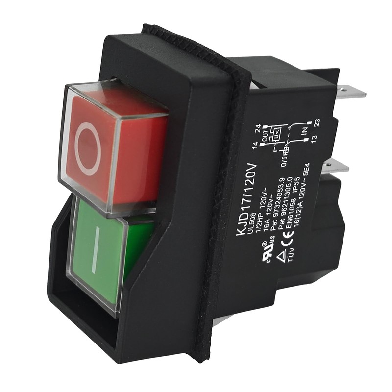 KJD17 Electromagnetic Pushbutton Switch - 120V/220V 4-Pin 16A for Garden