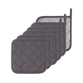 Kitchen Pot Holders Set Heat Resistant Pure Cotton Potholders Kit Trivets Large Coasters Hot Pads Terry Pot Holders for Everyday Cooking and Baking by 7 x 7 Inch Set of 6 Grey