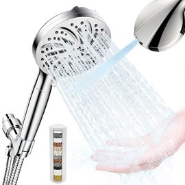 Regaderas para Baño, 8+2 Modos Cabezal de Ducha de Mano Alta Presion con Función de Masaje y Filtro de Agua Suave, Regadera de Telefono para Baño con 