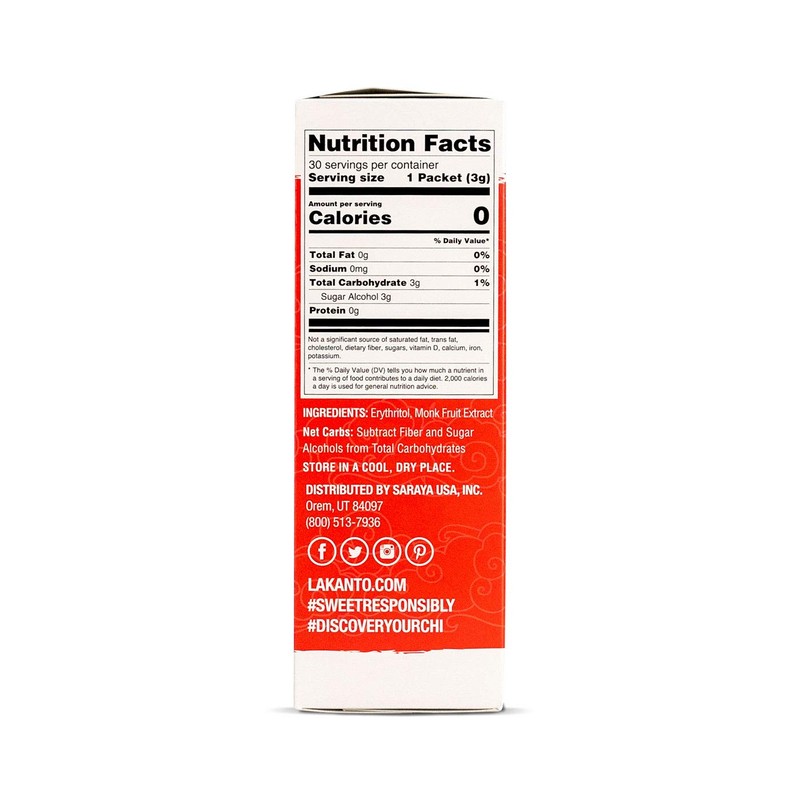 Lakanto Classic Monk Fruit Sweetener with Erythritol Sweetener Packets -