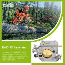 Wondrify 574331601 Carburetor for Husqvarna 61 268 266 272 272XP Chainsaw Replaces Tillotson HS-254B HS-260A HS-260S Husqvarna 574331601 503280316 503280407 503280304 503280114 503280313