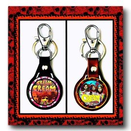 CREAM ROCK BAND ERIC CLAPTON  GINGER BAKER  TWO NEW LEATHER KEYCHAINS