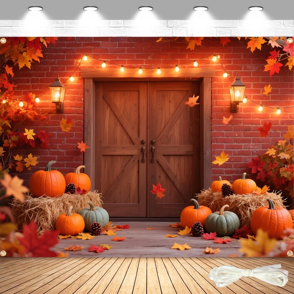 Large 7x5FT Autumn Backdrop – Fall Photography Background with Pumpkin,