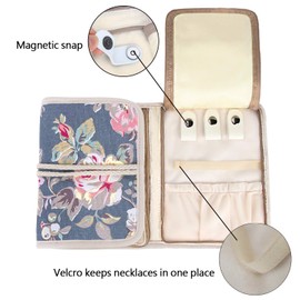 Teamoy Jewellery Roll, Travel Jewellery Organiser for Necklaces, Earrings, Bracelets, Brooches and more, Jewellery Wrap with Various Departments, Peony