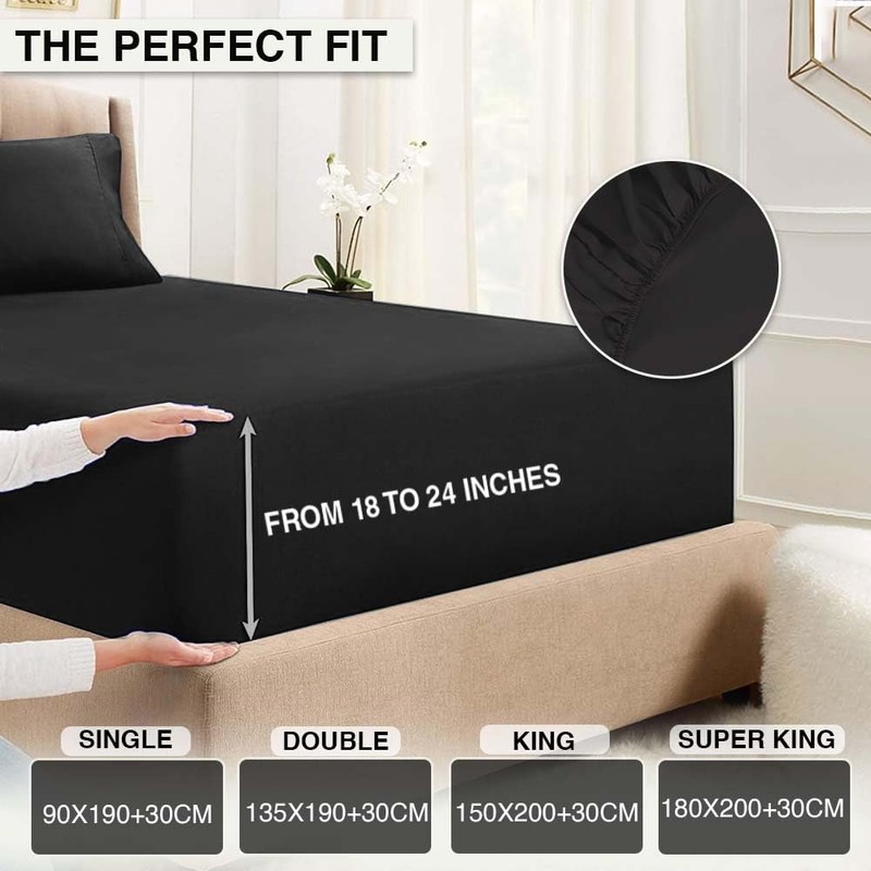 Comfortz Bedding Fitted Sheet Double - Deep Pocket 100% Microfiber