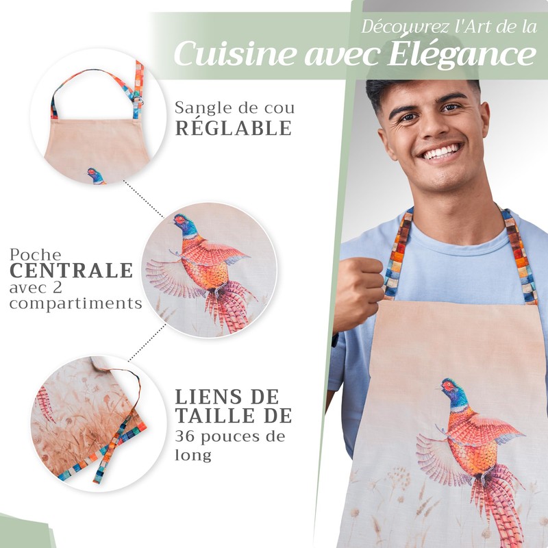 Maison d' Hermine APRON 100% Cotton Faisan D'Automne (70cm x