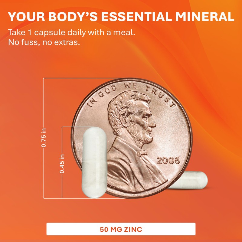 Rugby Zinc 50mg - Gluten-Free Daily Dietary Supplement for Immune