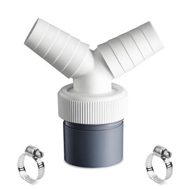 Voarge Washing Machine Drain Double Connection Y Adapter for Dishwasher, Outlet for Pipe Diameter 40 mm and Inlet Diameter 18-24 mm, with 2 Pieces Hose Clamp