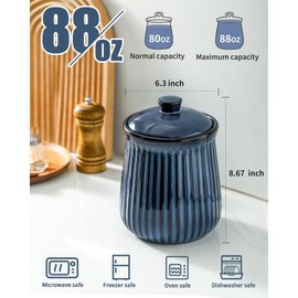 Hasense Storage Containers for Kitchen Counter, Airtight Food Jar with Lid, 88 oz Cookie Candy Jar for Coffee Beans, Tea-leave, Sugar, Salt, Flour, Spice, Dog Treat Container, Blue