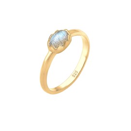 Elli Women's Vintage Look Basic Ring with Labradorite Gemstone in 925 Sterling Silver, Labradorite