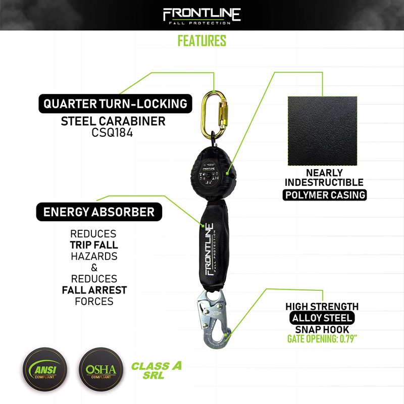 Frontline Fall Protection RPW061S Web Single Leg 6ft SRL with