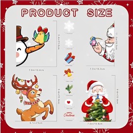 Christmas Window Clings,Window Stickers for Windows Glass,Winter Window Cling, 3D Christmas Decorations, Ideal for Decorating Glass Windows for Holiday, Winter, Home, School, and Party Events.（4PCS）