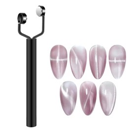 SILPECWEE 2 In 1 Cat Eye Magnet for Nails, Super Cat Eye Gel Nail Polish Magnet 3D Magnetic Nail Polish Pen Nail Magnet Stick Nail Art Tool for Home DIY, Salon, Studio - Silver