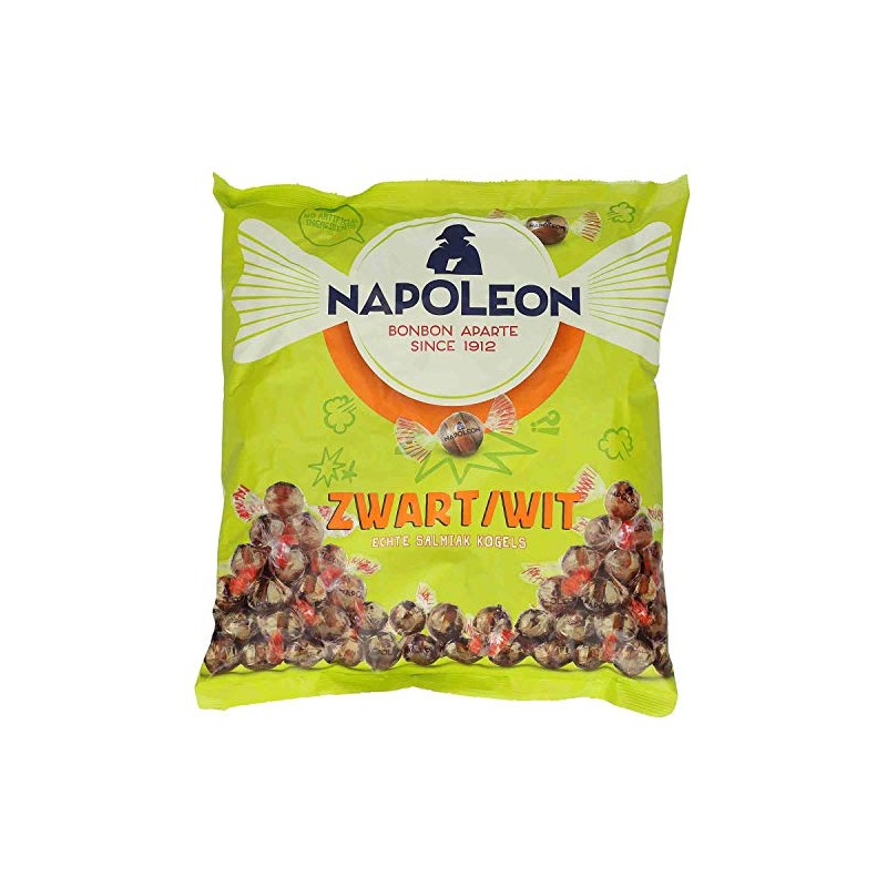 Napoleon Swart/Wit 1kg - Salty Salmiak balls with powder filling