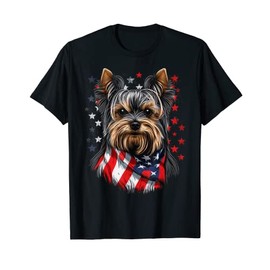 USA 4th Of July Patriotic American Yorkshire Terrier T-Shirt