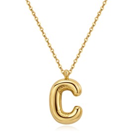 YeGieonr Initial Necklaces for Women, Dainty Gold Necklace with Bubble Letter, Stainless Steel Necklace with 18k Gold Plated, Jewelry Gifts for Women, Valentine’s Day (C)