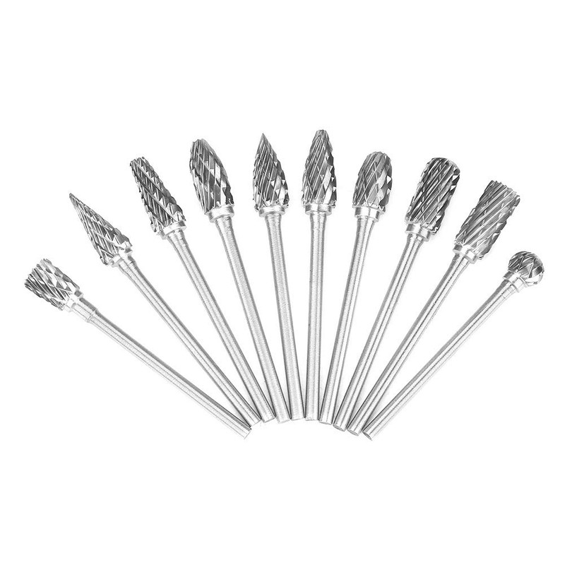 Rotary Burr Set, 10pcs 2.35*6mm Tungsten Carbide Rotary Files Metalworking