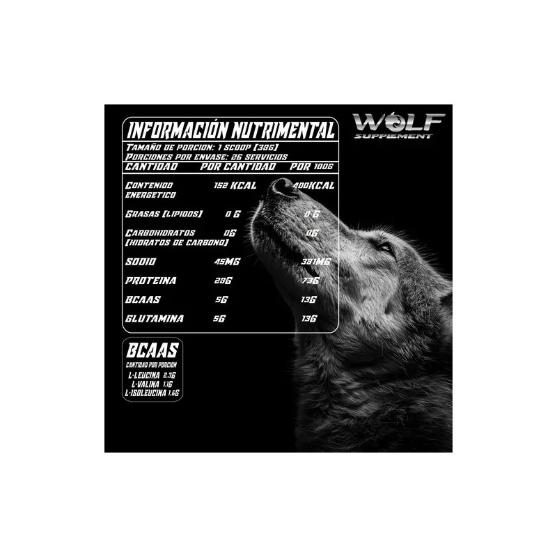 Proteína Whey Hs Hidrolizada Isolate Wolf 1kg 26 Servicios
