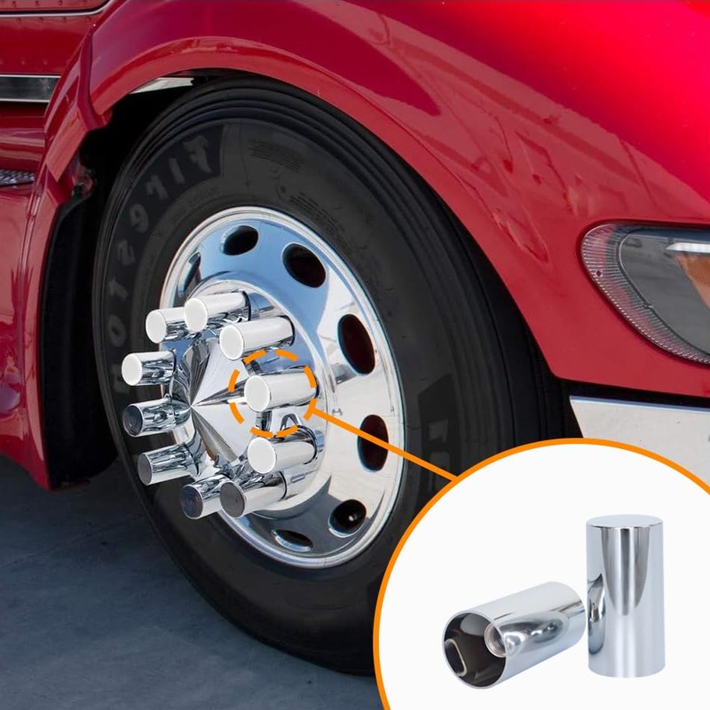33mm by 4 Inch Height Cylinder Chrome Lug Nut Covers