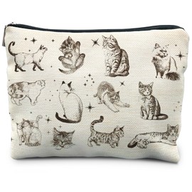 RYYCDOI Retro Cat Makeup Bag, Cute Makeup Bag, Cat Gifts for Women Cat Lovers, Cat Cosmetic Bags for Women, Cat Mom Gifts, Cat Lady Gifts, Vintage Cat Makeup Pouch, Cat Accessories for Women
